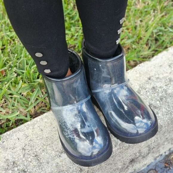 Womens Clear Black Color Ankle Comfort Boots - Picture 2 of 4